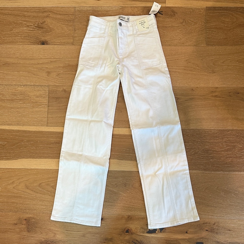 abercrombie kids White Straight-Leg Jeans
